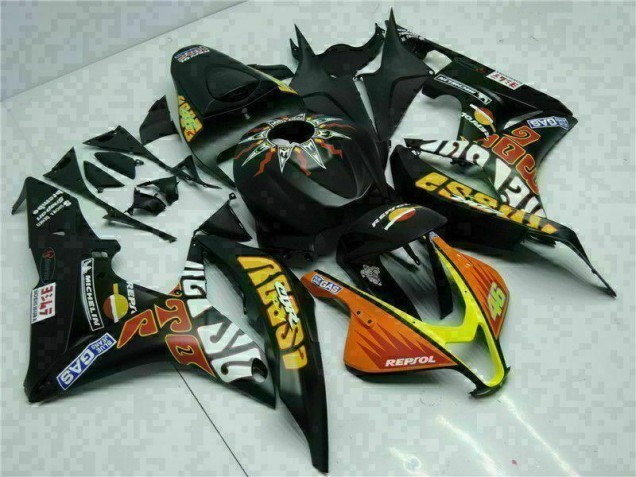 Best 2007-2008 Black Yellow Repsol 46 Honda CBR600RR Motorcycle Bodywork Best 2007-2008 Black Yellow Repsol 46 Honda CBR600RR Motorcycle Bodywork