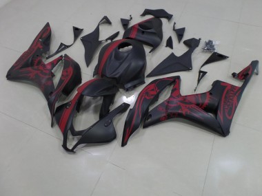 Best 2007-2008 Matte Black Red Skull with Stripe Honda CBR600RR Motorcycle Fairing