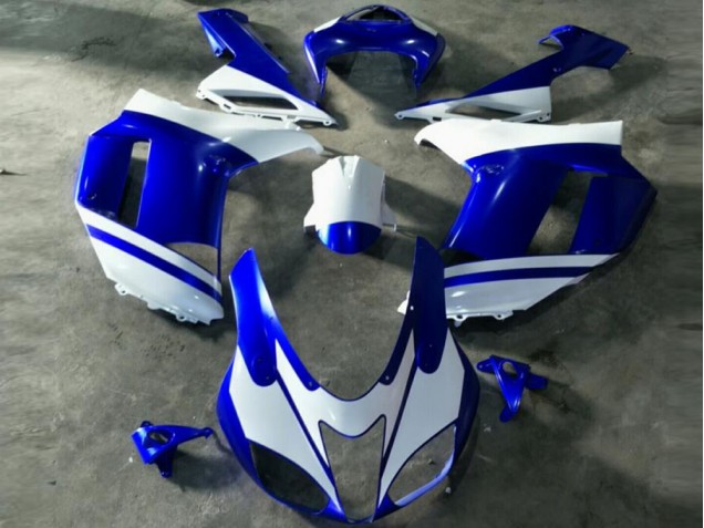 Best 2007-2008 Blue White Kawasaki ZX6R Motorcycle Replacement Fairings