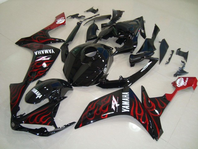 Best 2007-2008 Glossy Black Flame Yamaha YZF R1 Motorcycle Fairings Kits Best 2007-2008 Glossy Black Flame Yamaha YZF R1 Motorcycle Fairings Kits