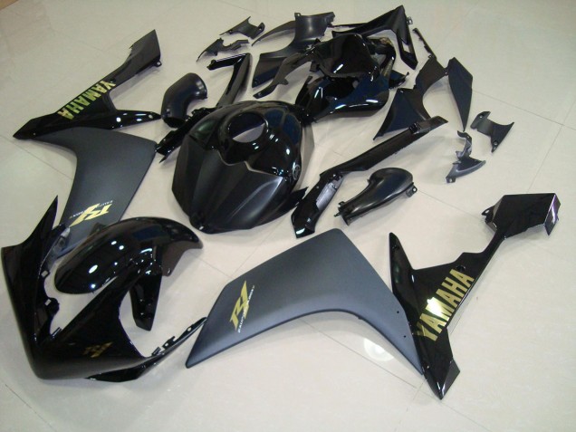 Best 2007-2008 Matte Black Gold Yamaha YZF R1 Bike Fairings