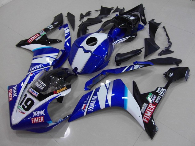 Best 2007-2008 White Blue Yamaha YZF R1 Moto Fairings