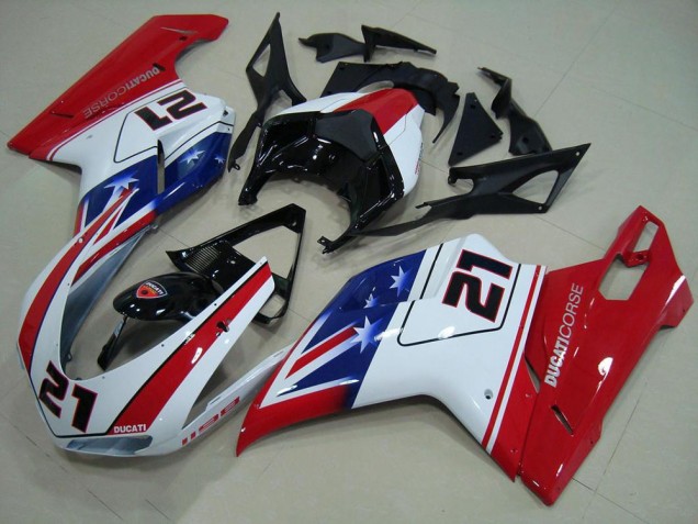 Best 2007-2014 Black White Red 21 Ducati 848 1098 1198 Motor Fairings Best 2007-2014 Black White Red 21 Ducati 848 1098 1198 Motor Fairings