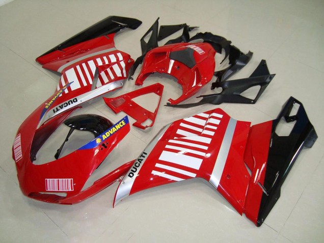 Best 2007-2014 Red White Ducati 848 1098 1198 Motorcylce Fairings