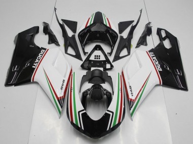 Best 2007-2014 Black Green and White Ducati 848 1098 1198 Motorcycle Fairing Kit