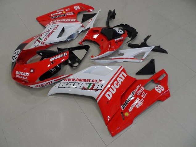 Best 2007-2014 Orange Banner 69 Ducati 848 1098 1198 Replacement Fairings
