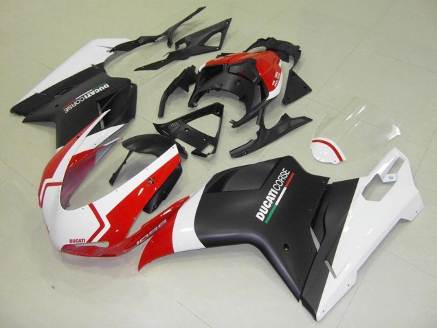 Best 2007-2014 Matte Black White Red Ducati 848 1098 1198 Motorcycle Fairing Kit