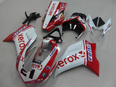 Best 2007-2014 White Red Xerox Ducati 848 1098 1198 Bike Fairing