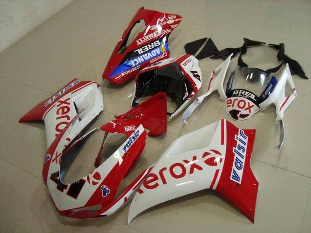Best 2007-2014 White Red Xerox Ducati 848 1098 1198 Bike Fairings