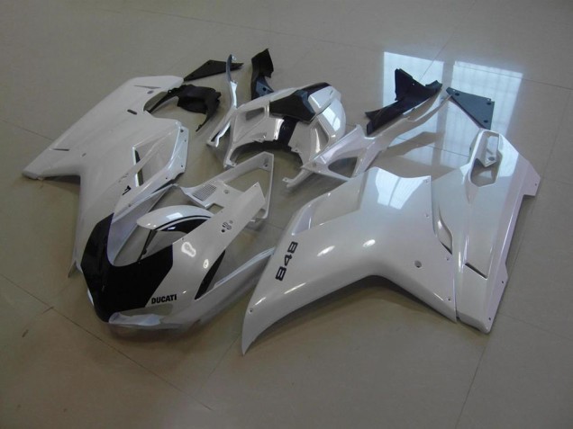 Best 2007-2014 Pearl White Black Stripe Ducati 848 1098 1198 Motorcycle Replacement Fairings Best 2007-2014 Pearl White Black Stripe Ducati 848 1098 1198 Motorcycle Replacement Fairings