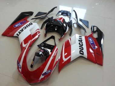 Best 2007-2014 Red White Ducati 848 1098 1198 Motorcycle Fairing Kit