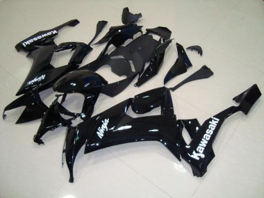 Best 2008-2010 Glossy Black with White Sticker Kawasaki ZX10R Motorcycle Fairing Kit