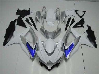Best 2008-2010 White Silver Blue Suzuki GSXR 600/750 Motorcycle Fairings Kit