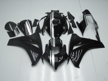 Best 2008-2011 Glossy Black with Silver Stripe Honda CBR1000RR Motorcycle Fairing Kit