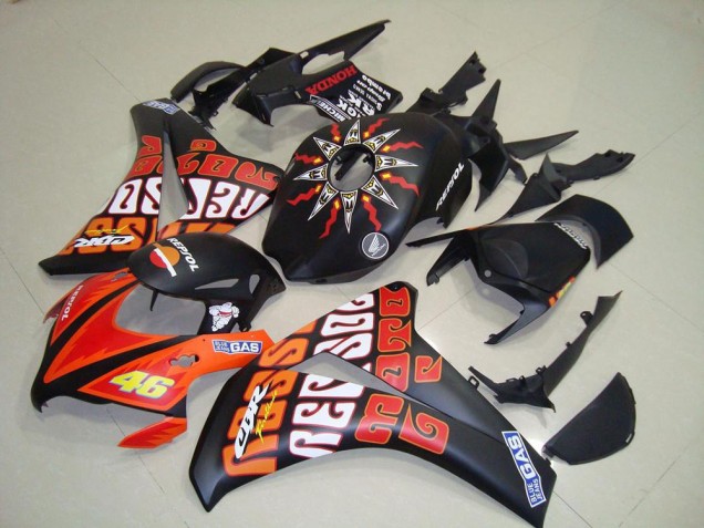 Best 2008-2011 Rossi Matte Black Honda CBR1000RR Motorcycle Replacement Fairings