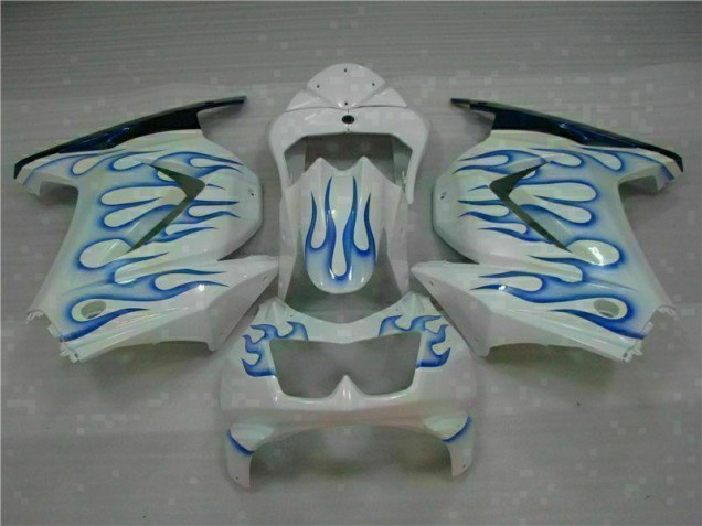 Best 2008-2012 White Blue Flame Kawasaki EX250 Motorcycle Bodywork