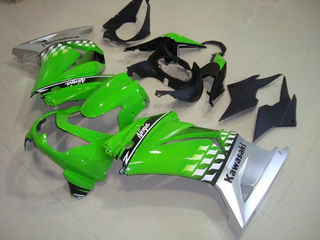 Best 2008-2012 Green Silver Kawasaki ZX250R Motorcycle Fairings Kit Best 2008-2012 Green Silver Kawasaki ZX250R Motorcycle Fairings Kit