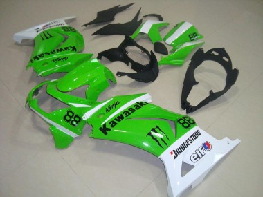 Best 2008-2012 Green and White Kawasaki Ninja ZX250R Motorcycle Fairings MF3606
