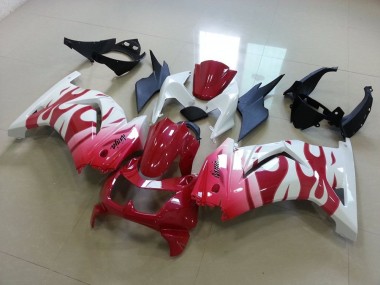 Best 2008-2012 Pink Red Flame Kawasaki ZX250R Motorcycle Replacement Fairings