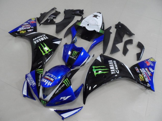 Best 2009-2011 Blue Black Monster Yamaha YZF R1 Bike Fairings Best 2009-2011 Blue Black Monster Yamaha YZF R1 Bike Fairings