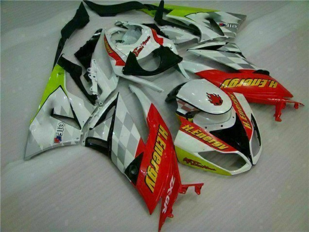Best 2009-2012 White Red H. Energy Kawasaki ZX6R Motorcycle Fairings Kit Best 2009-2012 White Red H. Energy Kawasaki ZX6R Motorcycle Fairings Kit