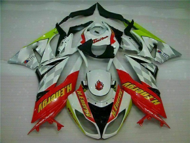 Best 2009-2012 White Red H. Energy Kawasaki ZX6R Motorcycle Fairings Kit Best 2009-2012 White Red H. Energy Kawasaki ZX6R Motorcycle Fairings Kit