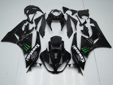 Best 2009-2012 Black with Monster Kawasaki ZX6R Replacement Motorcycle Fairings