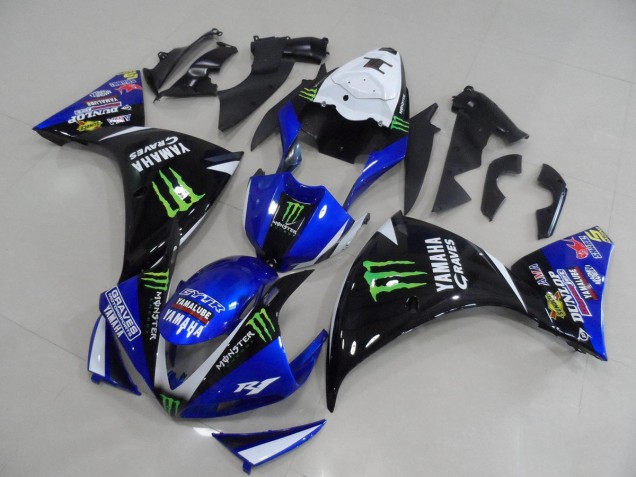 Best 2012-2014 Blue Black Monster Yamaha YZF R1 Motorcycle Fairing Kits
