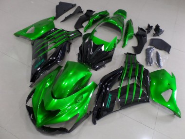 Best 2012-2021 Candy Green and Black Kawasaki ZX14R ZZR1400 Motorcycle Fairings Kits