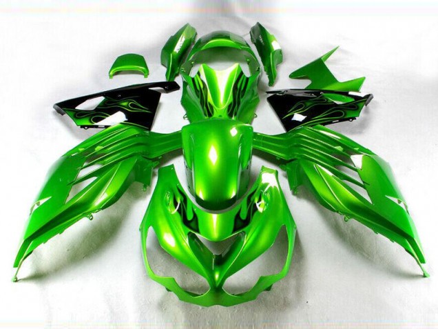 Best 2012-2021 Green Black Kawasaki ZX14R ZZR1400 Motorcycle Fairings Kit Best 2012-2021 Green Black Kawasaki ZX14R ZZR1400 Motorcycle Fairings Kit