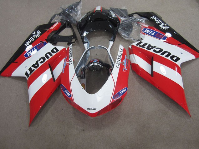 Best 2007-2014 Red White Generali Tim Ducati 1098 Motorcycle Fairings Kit Best 2007-2014 Red White Generali Tim Ducati 1098 Motorcycle Fairings Kit