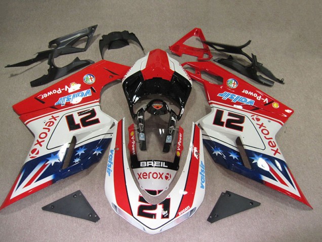 Best 2007-2014 Red White Breil Xerox 21 Ducati 1098 Motorbike Fairings