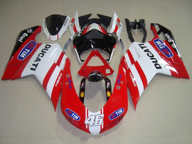 Best 2007-2014 Red White Tim 46 Ducati 1098 Motorcycle Fairing Kit Best 2007-2014 Red White Tim 46 Ducati 1098 Motorcycle Fairing Kit