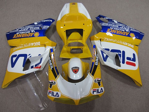 Best 1993-2005 Yellow White Fila Ducati 748 Bike Fairings