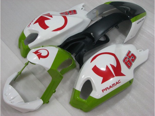 Best 2008-2012 White Red PRAMAC 65 Ducati Monster 696 Motorcylce Fairings