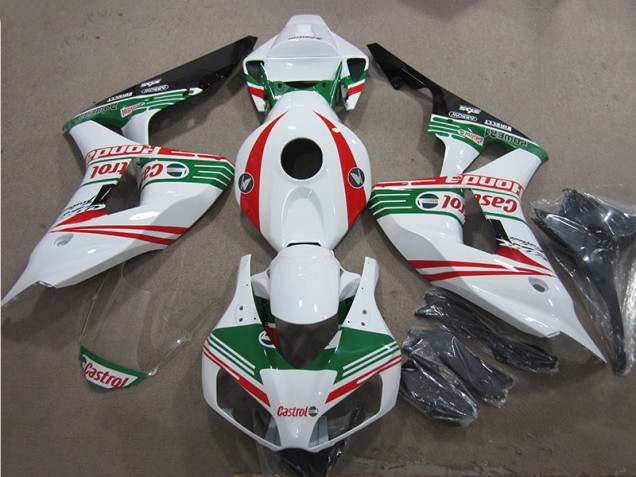 Best 2006-2007 White Green Red Castrol Honda CBR1000RR Motorcycle Fairings Kit Best 2006-2007 White Green Red Castrol Honda CBR1000RR Motorcycle Fairings Kit