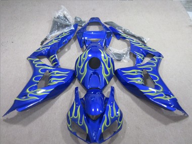 Best 2006-2007 Blue Green Flame Honda CBR1000RR Motorcycle Fairings