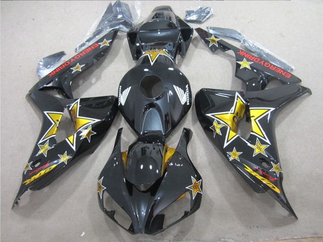 Best 2006-2007 Black Yellow ENERGY DRINK Honda CBR1000RR Bike Fairing