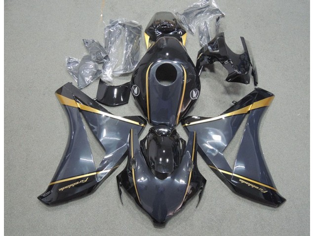 Best 2008-2011 Black Gold Fireblade Honda CBR1000RR Motorbike Fairing Kits