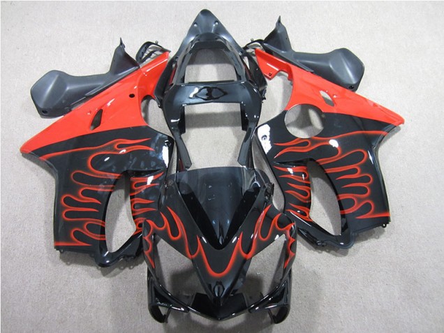 Best 2001-2003 Black Red Flame Honda CBR600 F4i Motorcyle Fairings