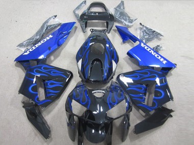 Best 2005-2006 Black Blue Flame Honda CBR600RR Bike Fairings