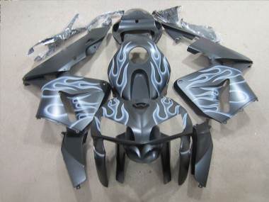 Best 2005-2006 Black Silver Flame Honda CBR600RR Replacement Motorcycle Fairings