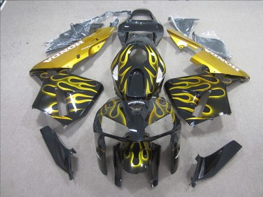 Best 2005-2006 Black Yellow Flame Honda CBR600RR Motorcycle Fairing Kits