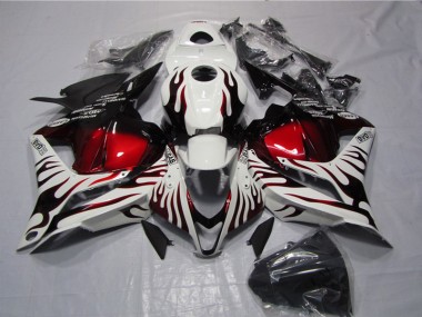 Best 2009-2012 White Black Red Flame Honda CBR600RR Replacement Fairings