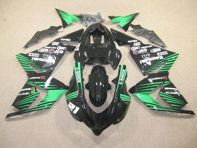 Best 2003-2005 Black Green C-Shock Monster Kawasaki ZX10R Motorbike Fairing Best 2003-2005 Black Green C-Shock Monster Kawasaki ZX10R Motorbike Fairing