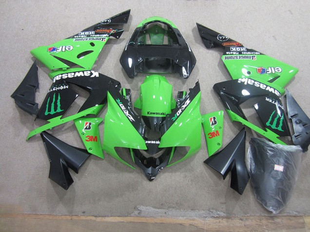 Best 2003-2005 Black Green 3M Monster Kawasaki ZX10R Replacement Motorcycle Fairings Best 2003-2005 Black Green 3M Monster Kawasaki ZX10R Replacement Motorcycle Fairings