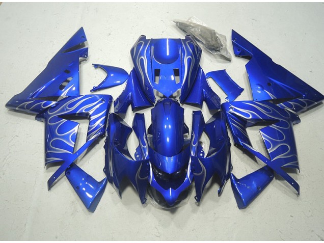 Best 2003-2005 Blue White Flame Kawasaki ZX10R Motorcycle Replacement Fairings Best 2003-2005 Blue White Flame Kawasaki ZX10R Motorcycle Replacement Fairings