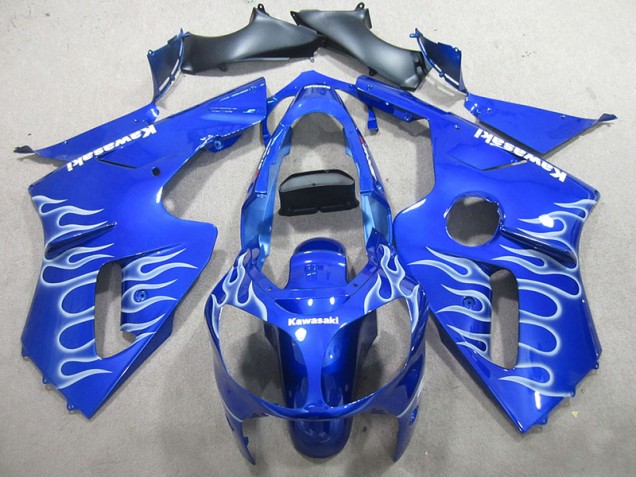 Best 2002-2006 Blue White Flame Kawasaki ZX12R Motorbike Fairing Kits Best 2002-2006 Blue White Flame Kawasaki ZX12R Motorbike Fairing Kits