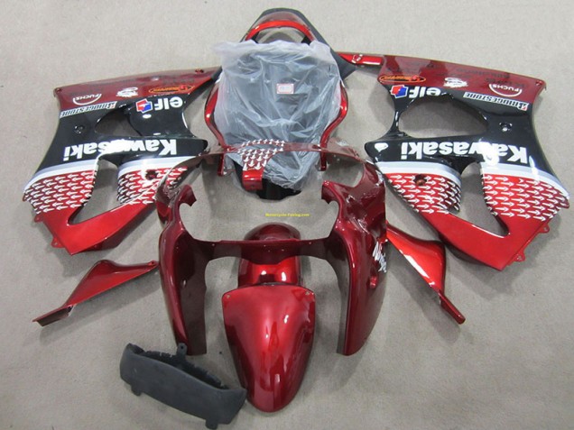 Best 2000-2002 Red Kawasaki ZX6R Bike Fairing