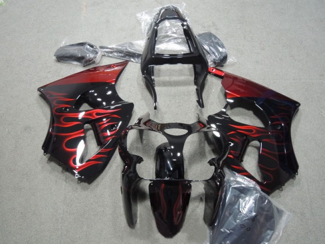 Best 2000-2002 Black Red Flame Kawasaki ZX6R Motorbike Fairing Kits Best 2000-2002 Black Red Flame Kawasaki ZX6R Motorbike Fairing Kits
